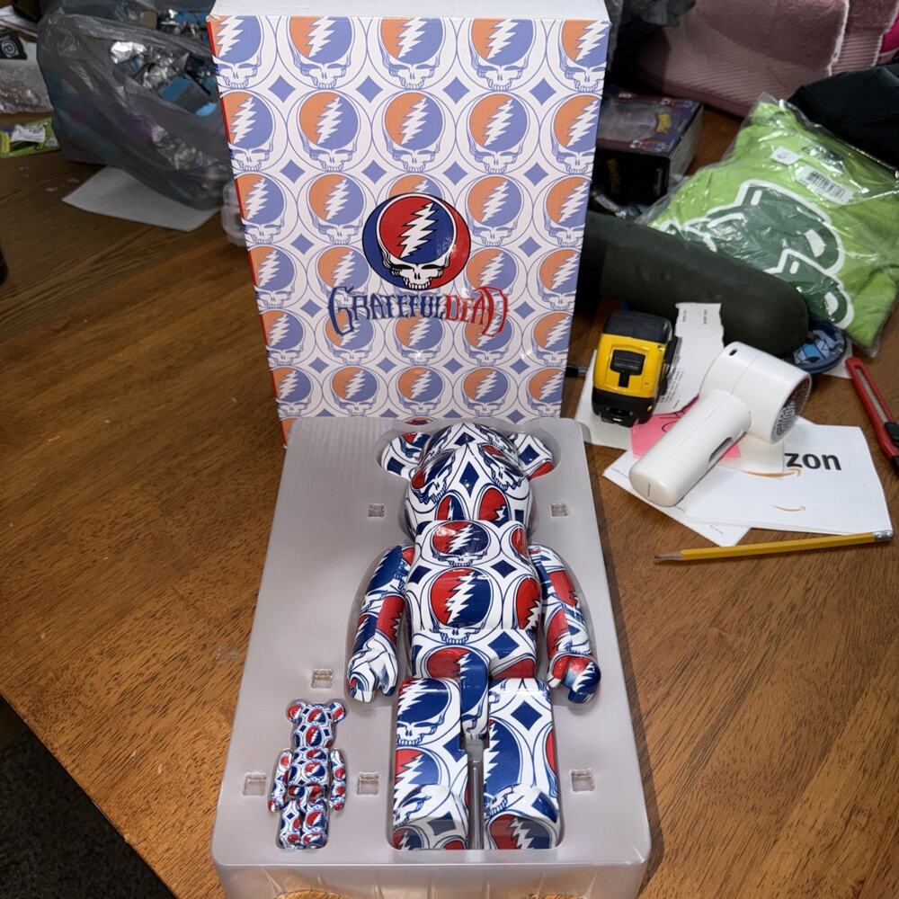 Medicom Bearbrick Grateful Dead STEAL YOUR FACE 400% & 100% Set US Seller